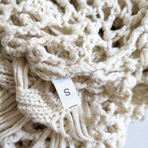 Odiva Crochet Swimsuit Cover Up Small Tassel Fringe Khaki Beach Tunic Top Boho - Picture 7 of 12